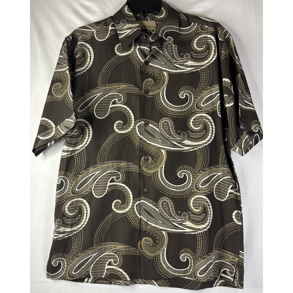 Cubavera‎ Silk Blend Short Sleeve Shirt Small 70% Silk 30% Cotton Paisley